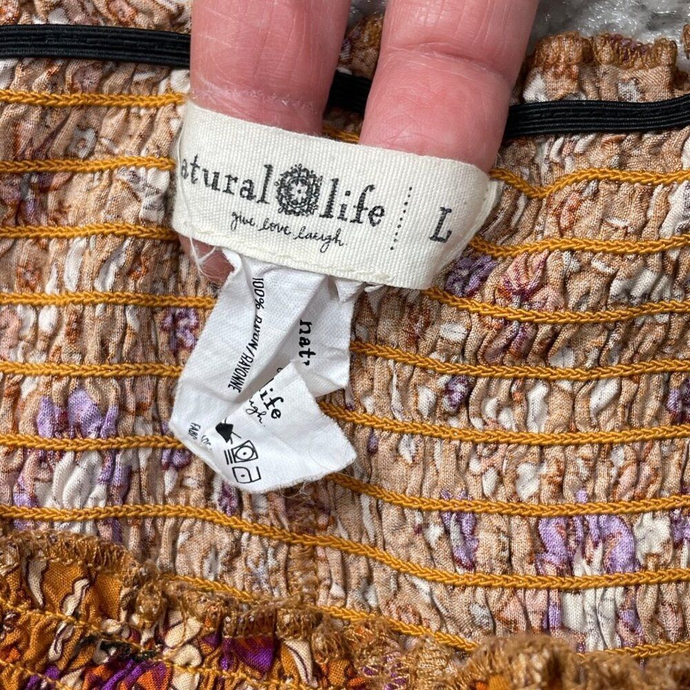 Natural Life Make A Move Palazzo Wide Leg Pants Camel Brown Purple Floral - Picture 4 of 10